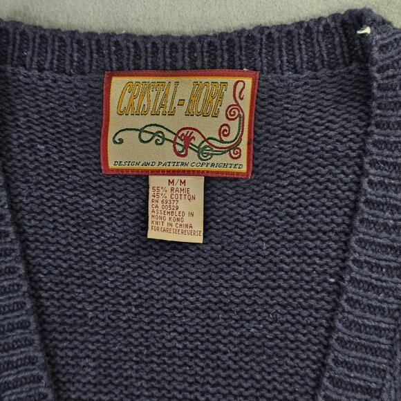 Vintage Crystal Kobe Sweater Vest Womens Medium Navy Ugly Christmas Snowman 90s - Picture 3 of 9